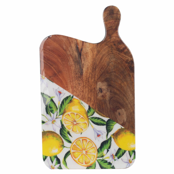 Mangoholzbrett mit Zitronenmotiv, 35 × 19 cm