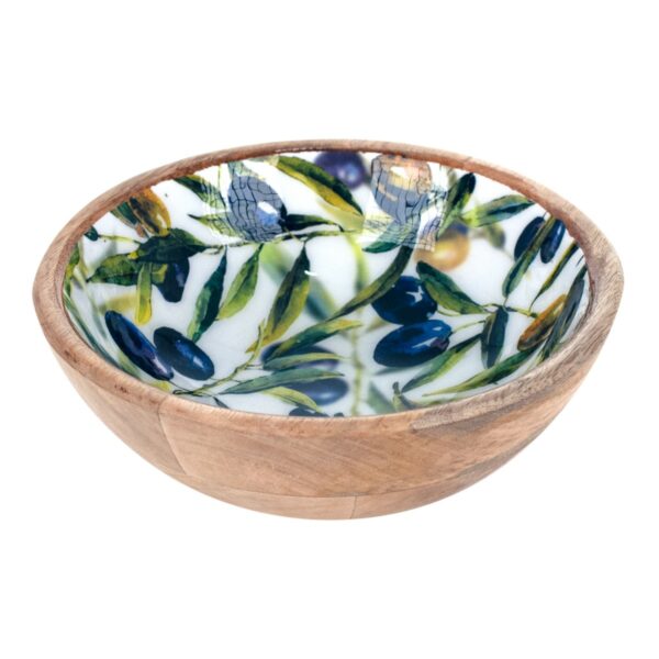 Mangoholzschüssel mit Olivenmotiv 20 cm