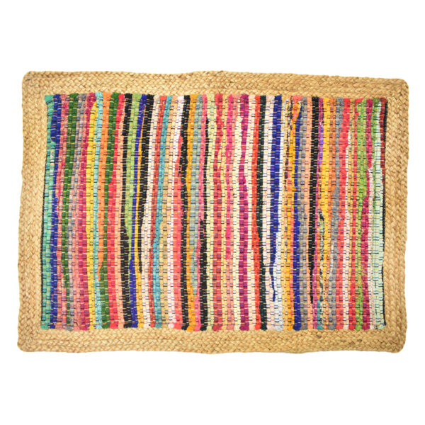 Handgefertigter Baumwoll-Jute-Teppich 80 × 50 cm