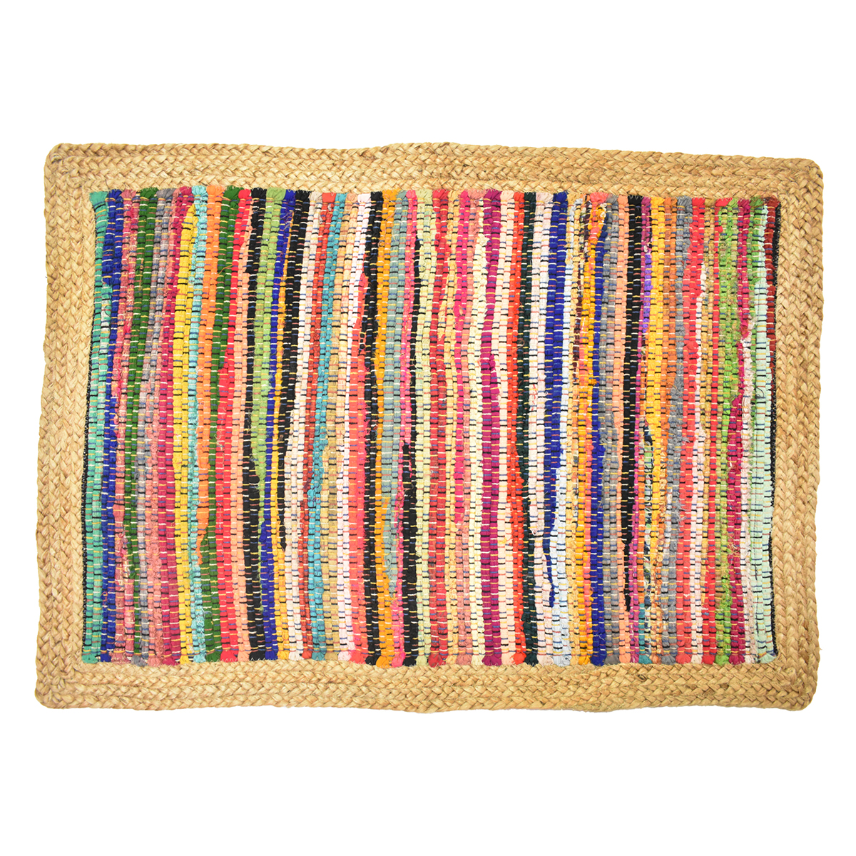 Handgefertigter Baumwoll-Jute-Teppich 80 × 50 cm