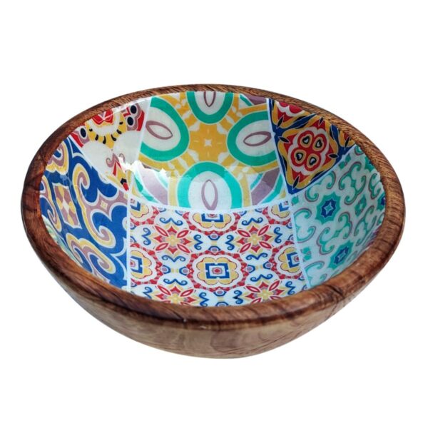 Mangoholzschüssel mit Fliesenmotiv 15 cm – klein