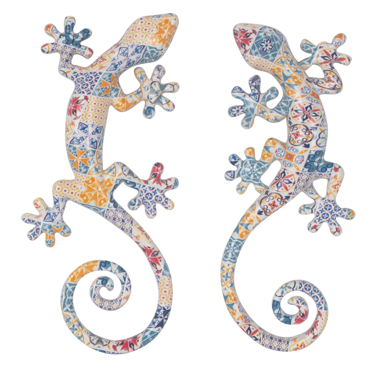 Eidechse aus Kunstharz mit Fliesenmotiv – 16 cm
