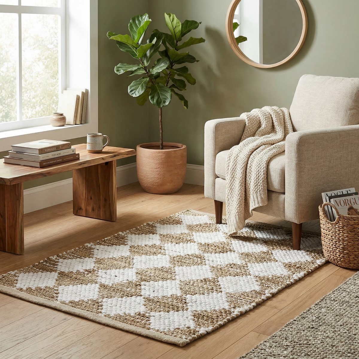 Handgefertigter Baumwoll-Jute-Teppich 85 × 50 cm – Bild 3