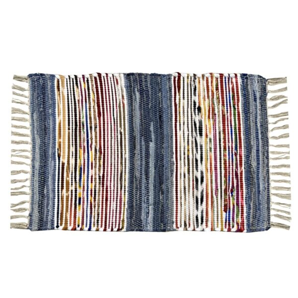 Handgefertigter Baumwoll-Polyester-Teppich 80 × 50 cm